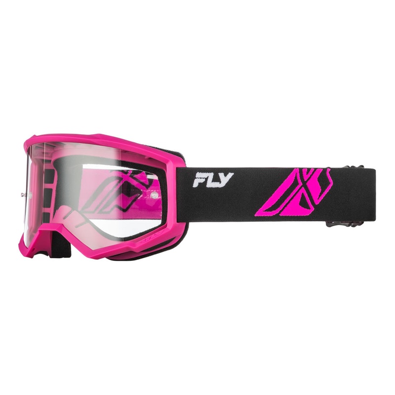 Fly Racing Focus Goggles-Black/Pink With Clear Lens Youth