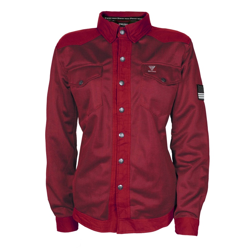 Protective Summer Mesh Shirt for Women – Red Maroon Solid with Pads XXS Red Maroon Solid