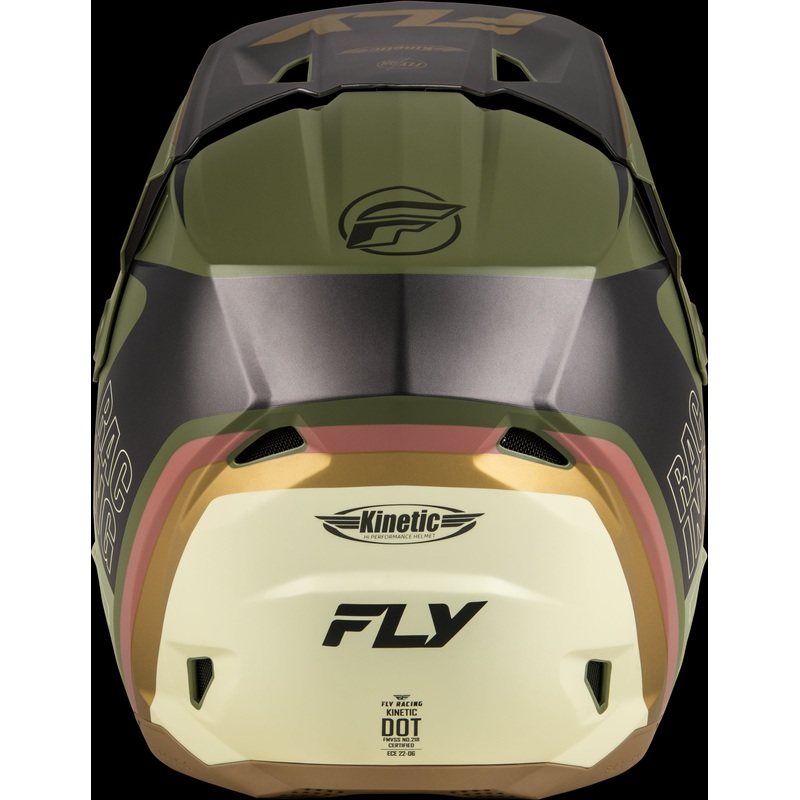 FLY RACING Kinetic Rally Helmet Matt Moss Gry/Khaki/Off-Wht Lg