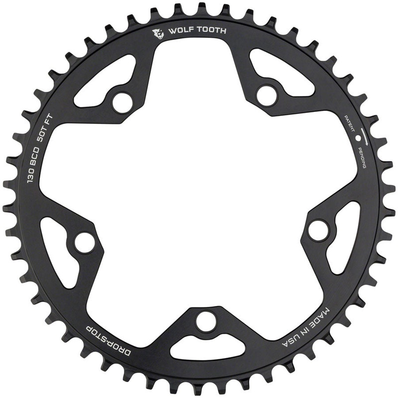 130 BCD Chainrings 130 BCD Road and Cyclocross Chainring – 50t, 130 BCD, 5-Bolt, Drop-Stop, 10/11/12-Speed Eagle and Flattop Compatible, Black