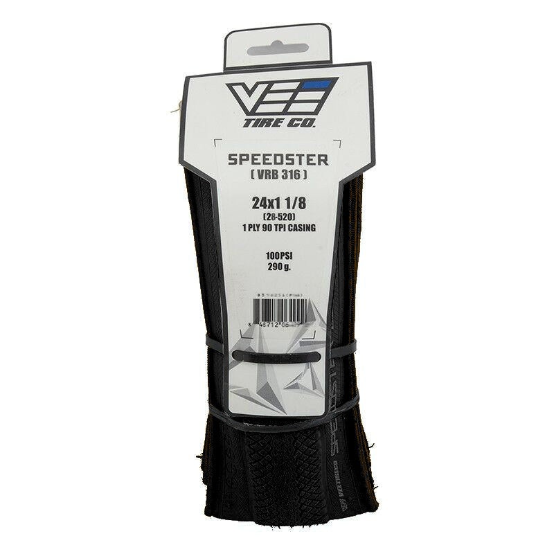 24×1-1/8 (520mm) Vee Rubber Speedster Folding BMX tire – 100psi – All Black