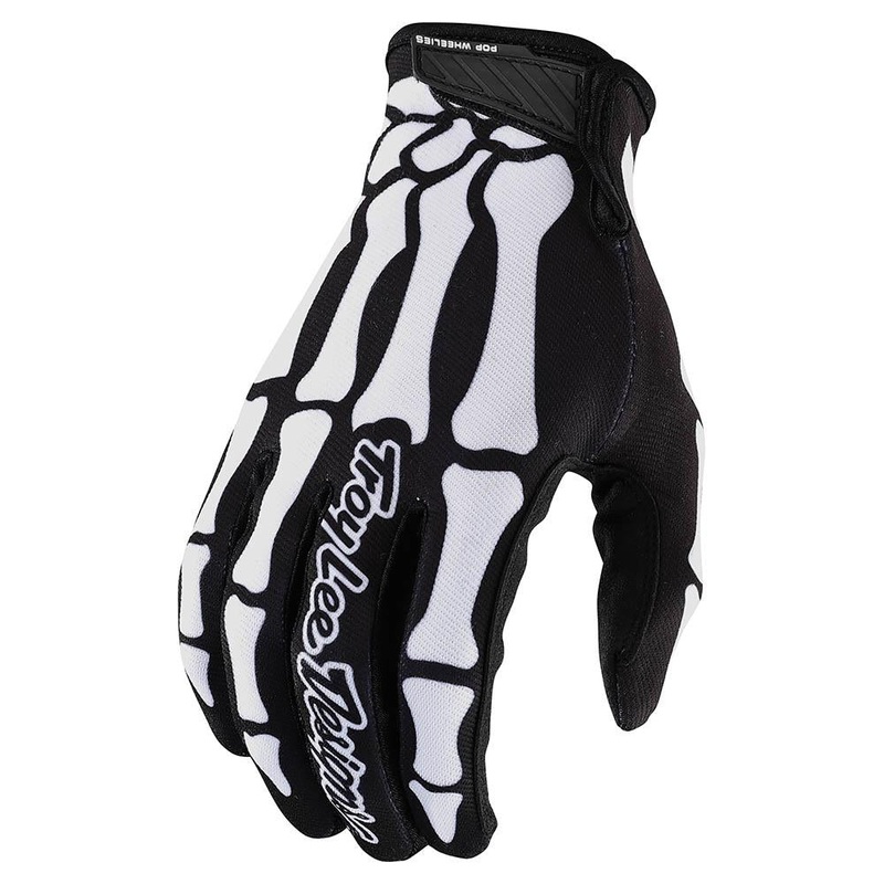 Troy Lee Air BMX Race Gloves-Skully-Black/White Youth X-Small