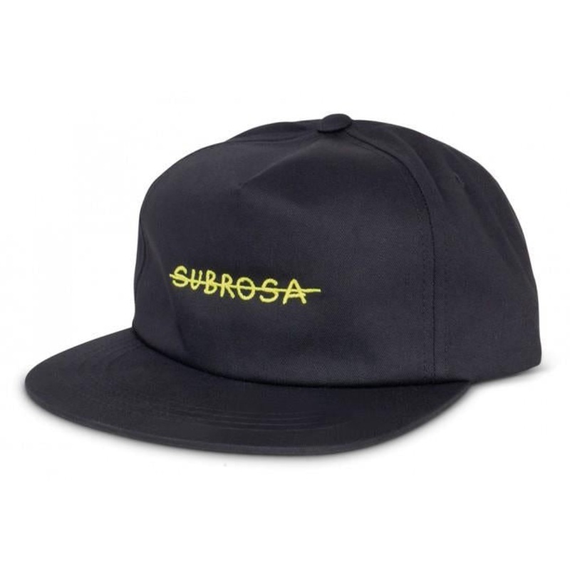 Subrosa Crossed Snapback Black With Yellow Stitching