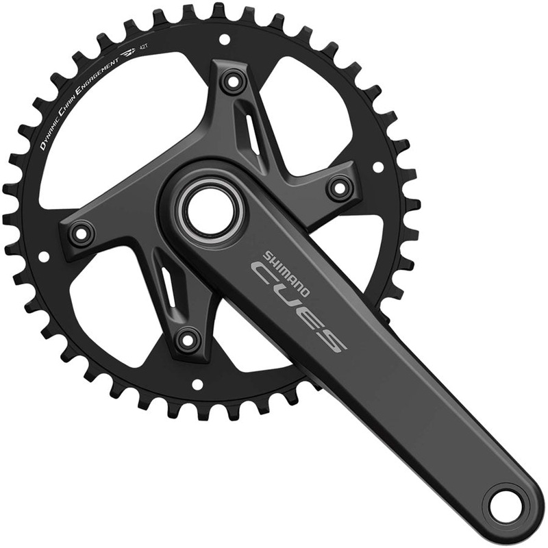 Shimano CUES FC-U6030-1 Crankset – 175mm, 9/10/11-Speed, 42t, Asymmetric 110 BCD, Black
