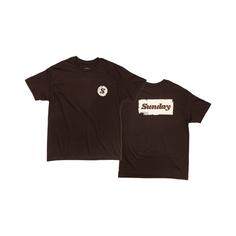 Sunday Sticker Tee (Brown w/ Cream+White Ink) Small