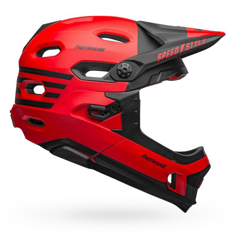 Bell Super DH Spherical BMX Race Helmet-Fasthouse Matte Red/Black Large