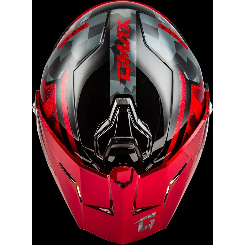 GMAX Md-74 Striker Modular Helmet W Red Shield Blk/Gry/Rd Mtlc Xl