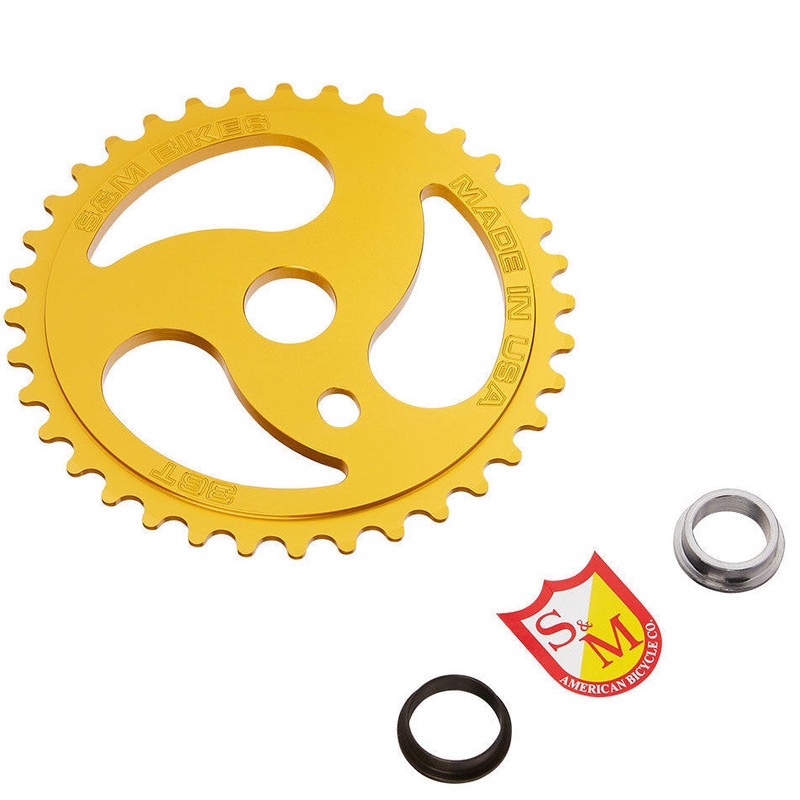 S&M 42t Chain Saw Aluminum BMX Sprocket – Gold – USA Made