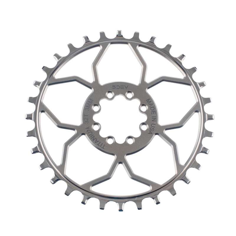 5Dev 8 Bolt Titanium Chainring – T-Type 30T RAW