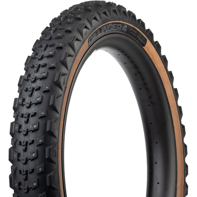 Dillinger 4 Tire – 26 x 4.2 Tubeless Folding Tan 60 TPI 168 Large Concave Carbide Aluminum Studs 26 x 4.2″
