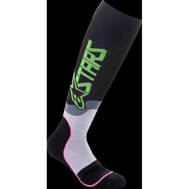 ALPINESTARS Mx Plus-2 Socks Black/Neon Green/Fluorescent Pink Medium
