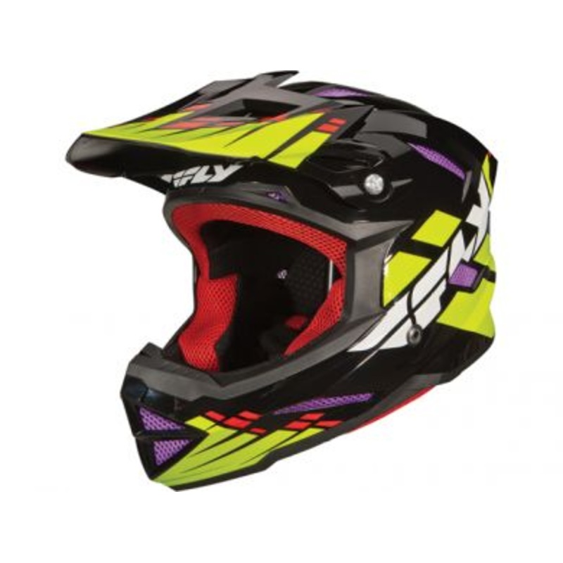 Fly Racing Default Helmet-Black/Lime/Purple Youth Small
