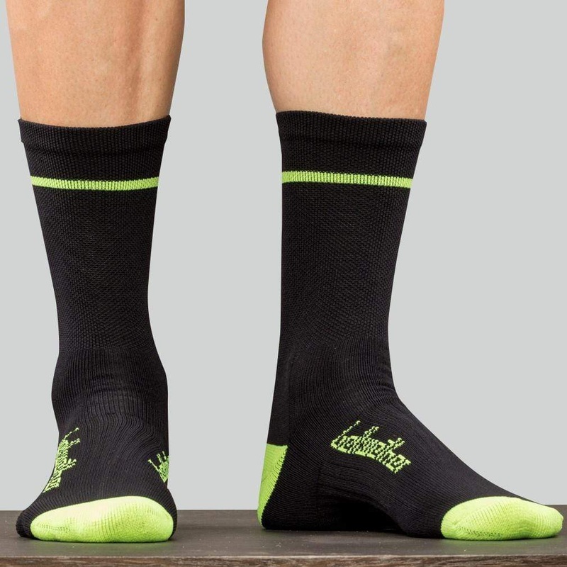 Optime Cycling Socks – Black/Yellow Black/Hi-Vis Small / Medium