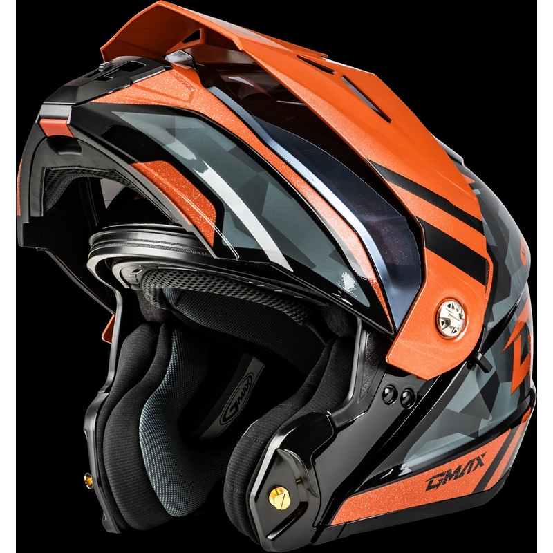 GMAX Md-74 Striker Modular Helmet W Smk Shield Blk/Gry/Or Mtlc Xs