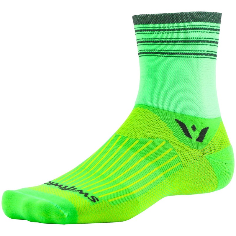 Swiftwick Aspire Four Stripe Socks – 4″ Green/Gray Small