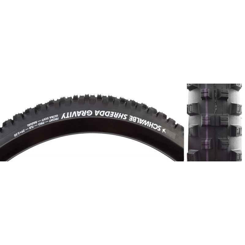 Schwalbe Shredda Front Tire – 29 x 2.50 Tubeless Folding BLK Evolution Line Gravity Pro Addix Ultra Soft Radial E-50