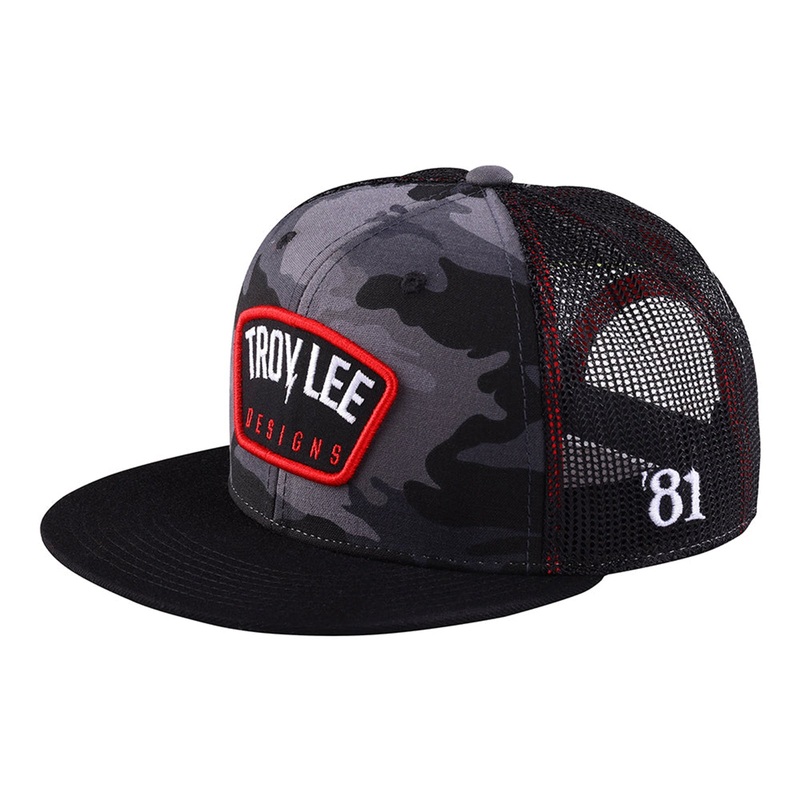 Troy Lee Designs Bolt Patch Trucker Snapback Hat-OSFM Black/Forest Camo