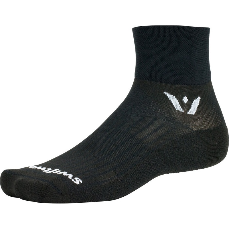 Swiftwick Aspire Quarter Crew Socks – 2″ Black X-Large