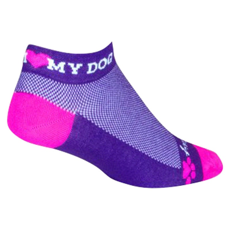 SockGuy Classic I Heart My Dog Socks – 1″ Purple Small/Medium
