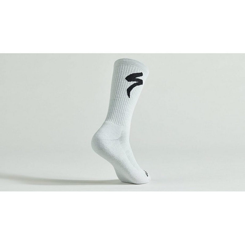 Specialized merino midweight tall logo sock dove grey s