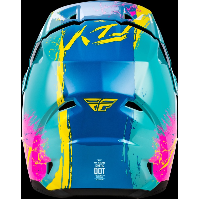 FLY RACING Youth Kinetic Drip Helmet Turquoise/Pink/Yellow Yl