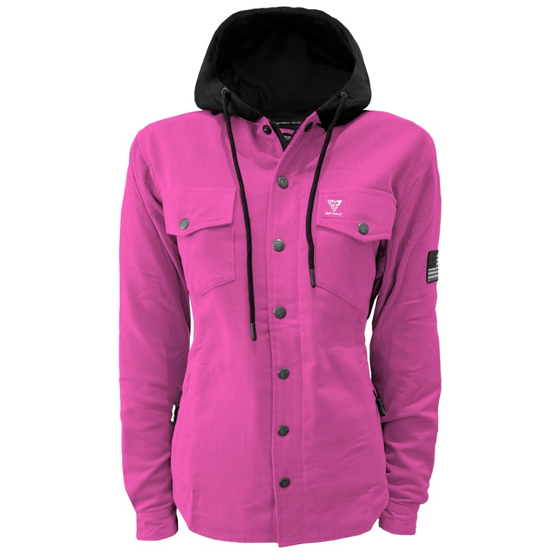 Protective Flannel Hoodie For Women – Pink Solid with Pads XXS Pink Solid