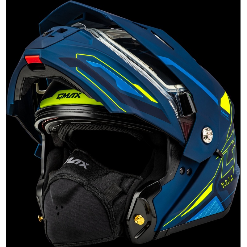GMAX Md-74s Spectre Snow Helmet W/ Elec Shield Matte Blue/Grn Lg