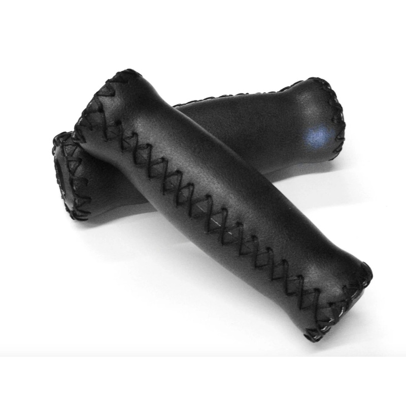 EndZone Velo Stitched Leather Vinyl Grips -Live4Bikes BLK